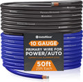 10 Gauge (50Ft) Copper Clad Aluminum CAA - Primary Automotive, Amplifier Power and Ground Cable, Battery Cable, Audio Speaker Stereo, RV Trailer Wiring Welding Cable