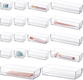 Simplesort 18-Piece Stackable Clear Drawer Organizer Set | Multi-Size Trays | Makeup Vanity Storage Bins and Office Desk Drawer Dividers | Made in USA
