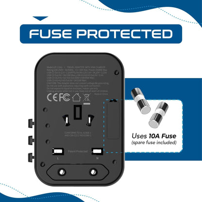 Universal Travel Adapter, 45W International Power Adapter with PD & QC 3.0 Dual USB-C, 3 USB Travel Adapter Worldwide, Type I C G a Outlets - EU Euro US UK (11-KU)